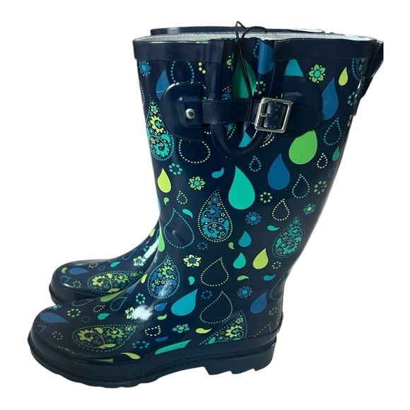Western Chief Winter Rain Snow Garden Rubber Boots in Pouring Paisley NEW - Picture 6 of 11